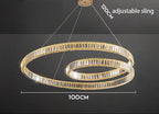 Modern Maison Ornate crystal suspension chandelier with integrated LEDs and three adjustable hanging wires.