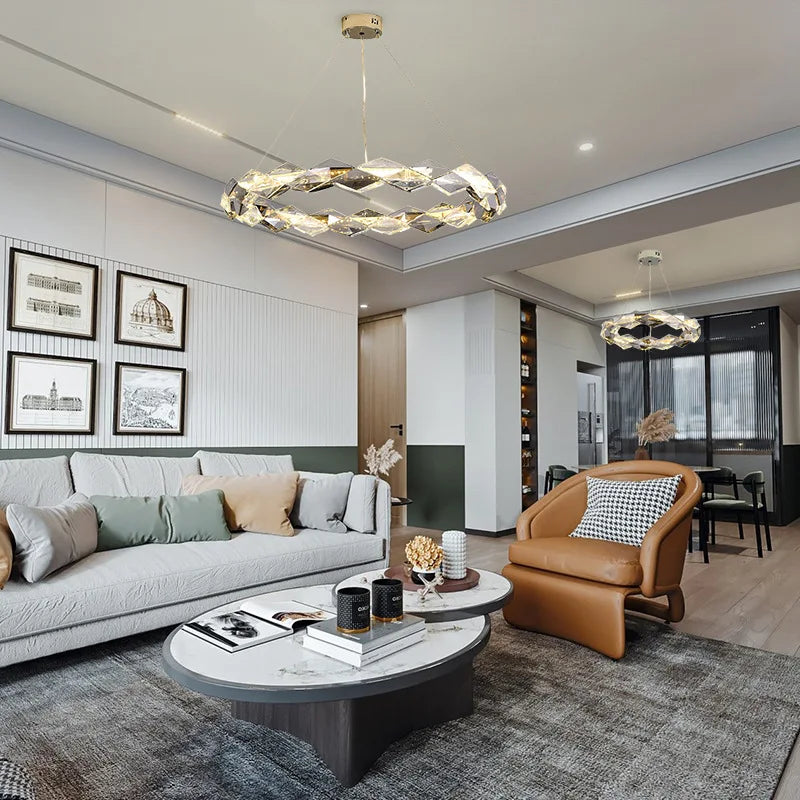 Maison Ornate Modern Crystal Hallway Chandelier with metal suspension, featuring elegant modern crystal design.