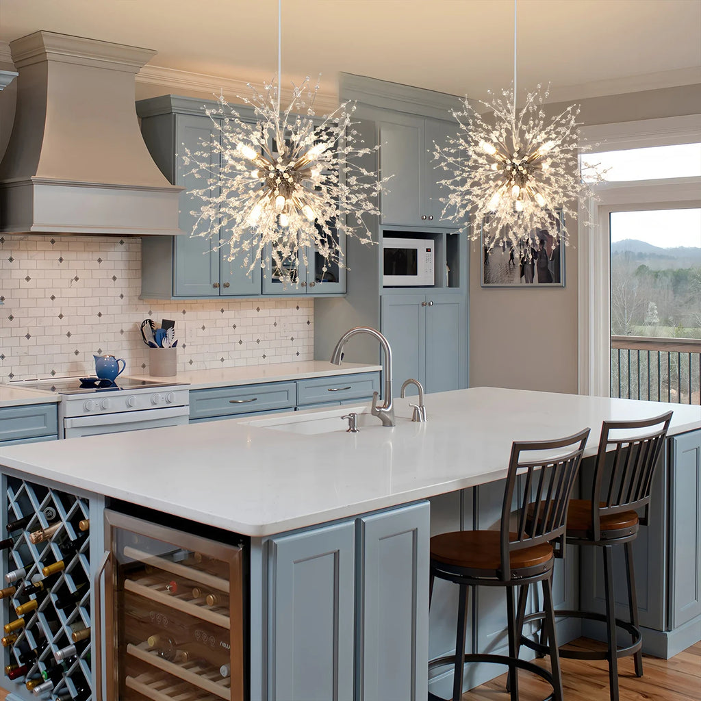 Maison Ornate Modern LED Crystal Iron Pendant chandelier featuring intricate design and sparkling crystal accents.