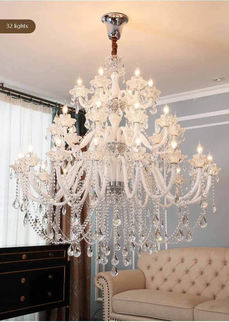 Grand lustre en cristal élégant pour salon et salle à manger