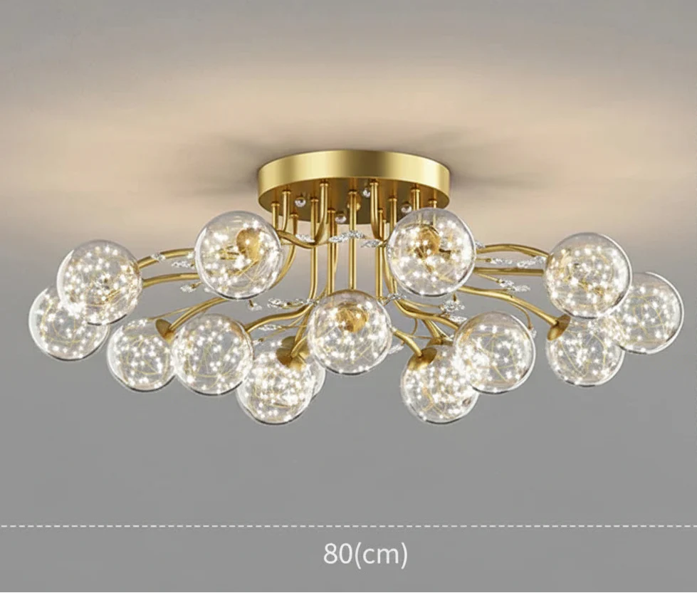 Maison Ornate Crystal Ball Chandelier with LED star glass globes in a branching 80 cm design.