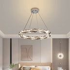 Maison Ornate Modern Crystal Hallway Chandelier with Metal Suspension, diffusing elegant, soft overhead light.