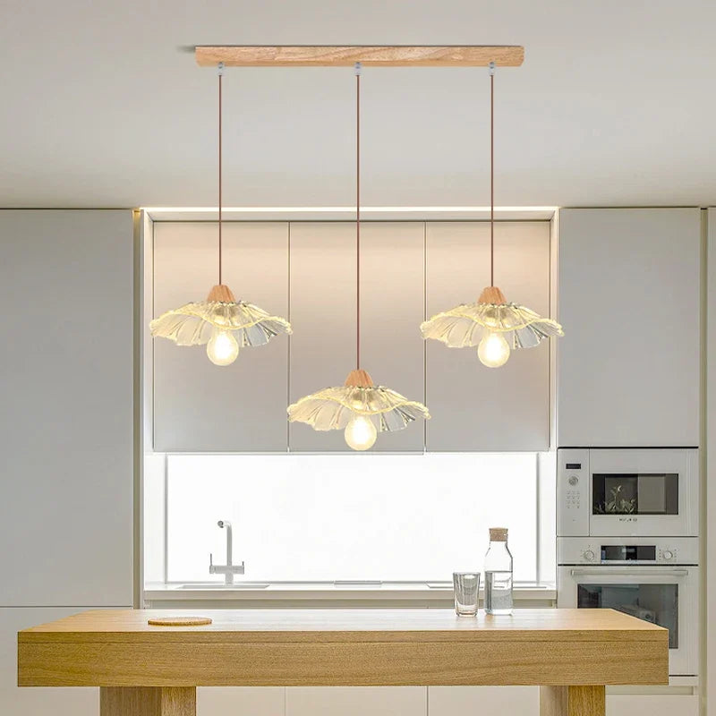 Maison Ornate Vintage Crystal Chandelier with ruffled translucent shades, Japanese Loft Minimalist style.