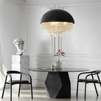 Maison Ornate Charming Hemispheric Crystal Bedroom Chandelier with sparkling crystal details and elegant, modern design.