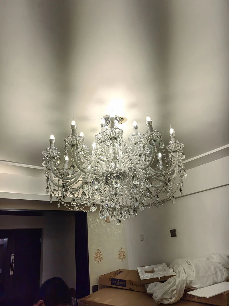 Grand lustre en cristal élégant pour salon et salle à manger