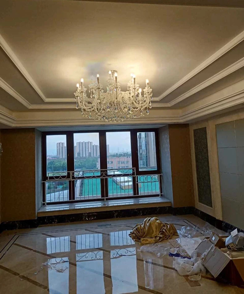 Grand lustre en cristal élégant pour salon et salle à manger