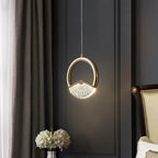 Maison Ornate Modern Crystal Chandelier, ring-shaped with gold accents and crystal fan detail, LED compatible.