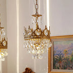 Maison Ornate Crystal Ball Chandelier with retro design, suspended and sparkling under the ceiling light.