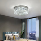 Maison Ornate Modern Gold Crystal Bedroom Chandelier with Integrated LED, sparkling on white ceiling.