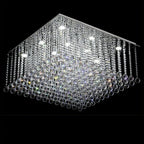 Art Deco crystal chandelier with cascading beads and spheres, blending modern style and classic elegance.