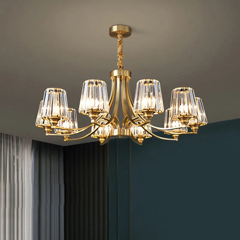 Art Deco Crystal Chandelier with Copper