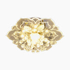 Maison Ornate Crystal Ball Chandelier features flower-shaped crystal petals and bright bulbs, adding elegance.