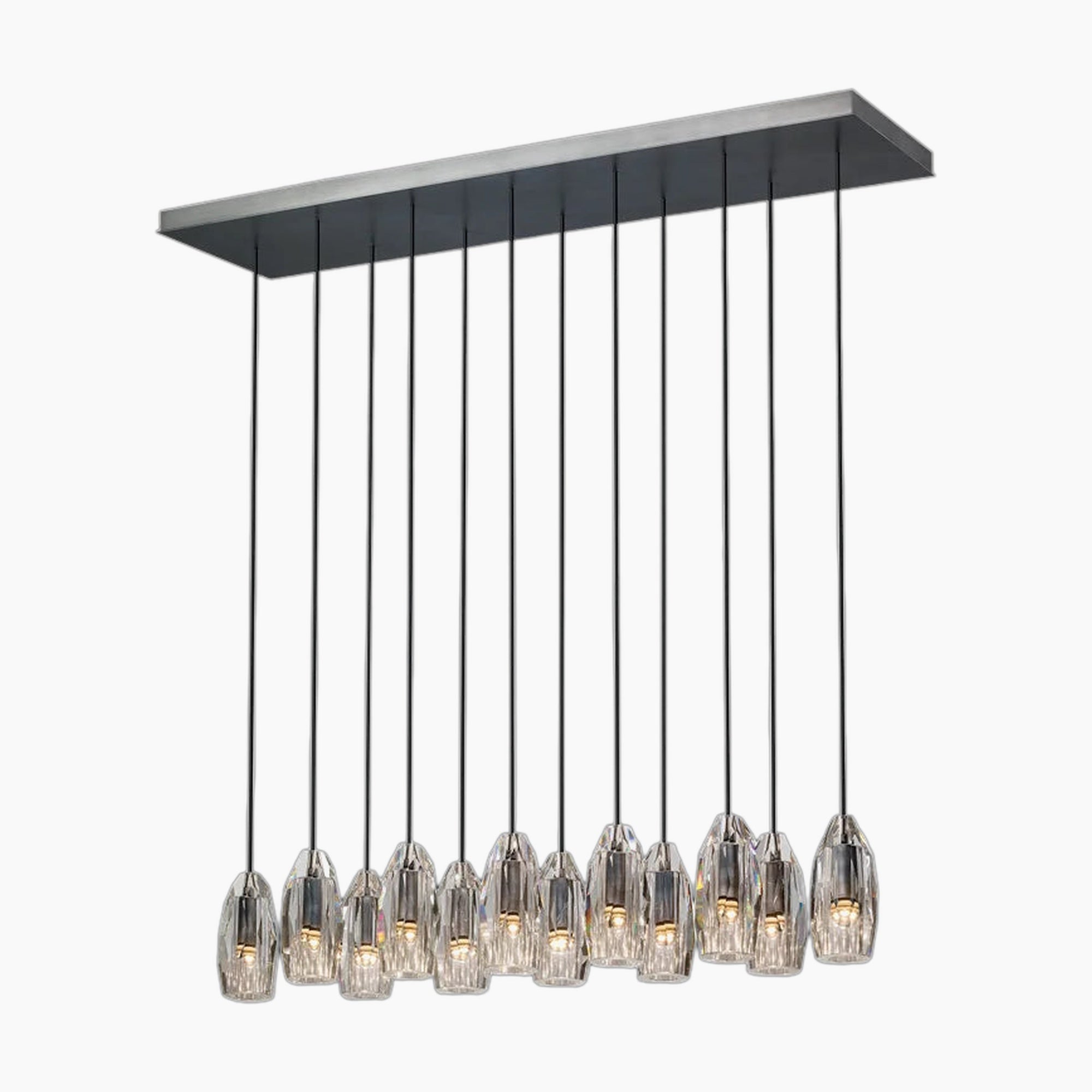 Rectangular Post-Modern Copper Crystal Dining Room Chandelier