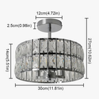 Elegant crystal glass chandelier with chrome finish, LED compatible, 30 cm wide, 27 cm tall.