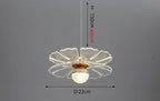 Nordic minimalist chandelier with flower-shaped mesh metal shade, crystal ball bulb, 150cm adjustable length.