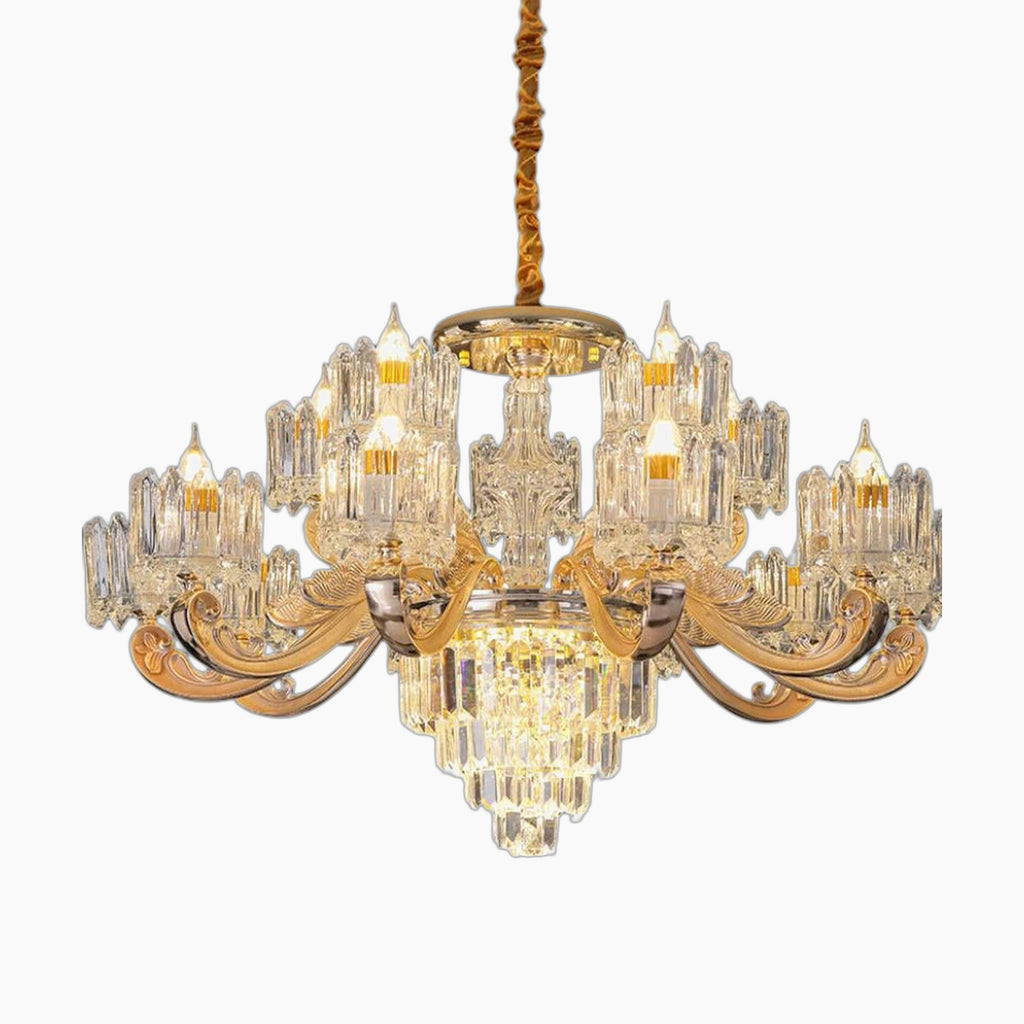 Baroque Crystal Chandelier with Detailed Interior