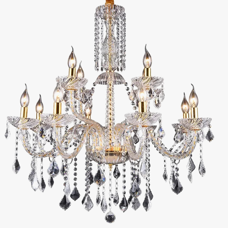 European Crystal Chandelier with Gold Tassels for Living Room