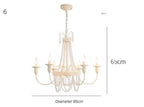 Elegant French crystal chandelier with six candle lights, sparkling chains, 65x85 cm size.