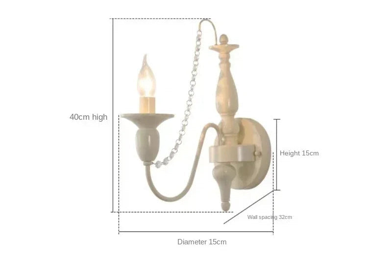Ornate French-style crystal chandelier with candle bulb, E14 LED compatible, 40cm high, 15cm diameter.