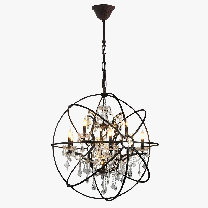 Vintage Crystal Industrial Chandelier with Elegant Design
