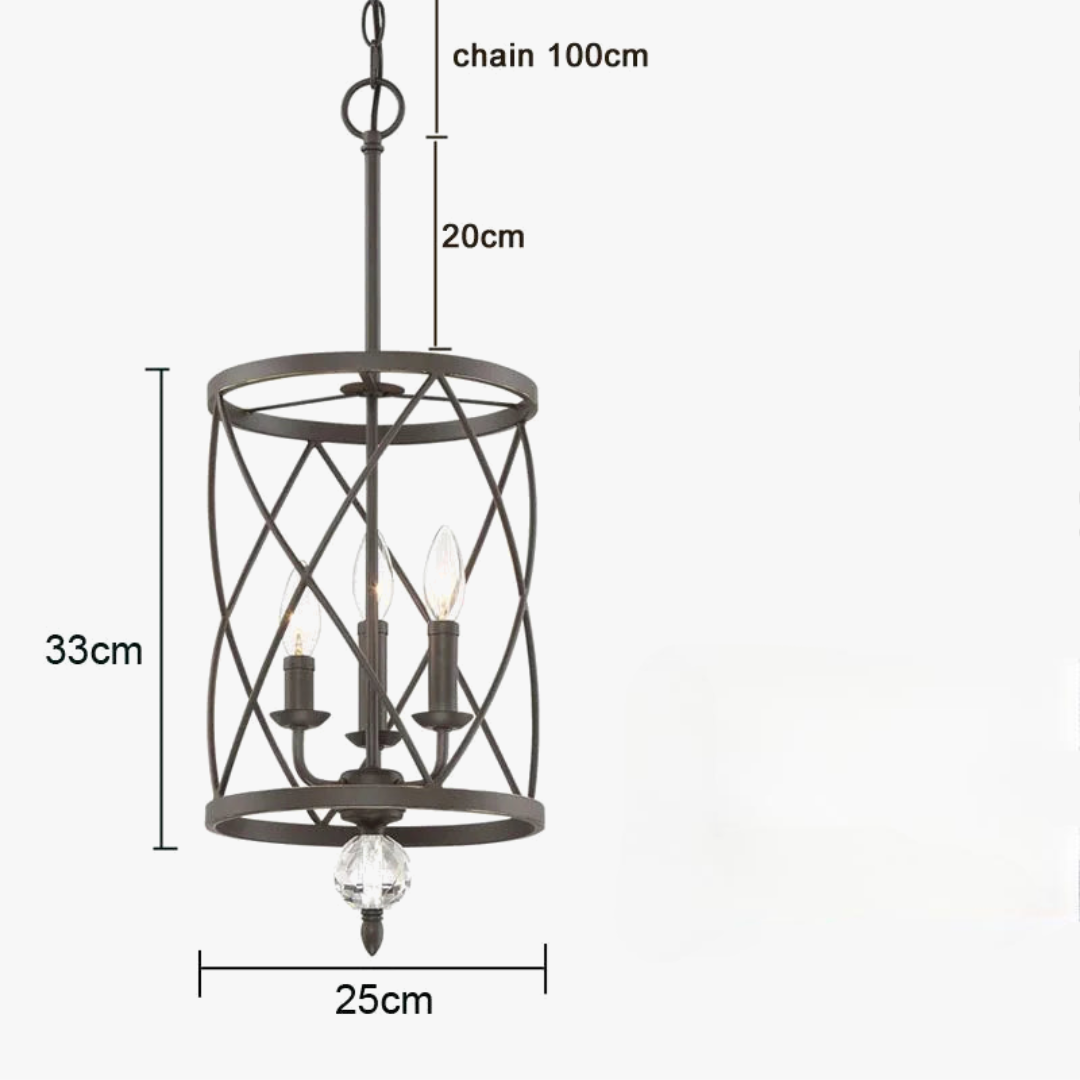 Three-Head Industrial Vintage Crystal Chandelier