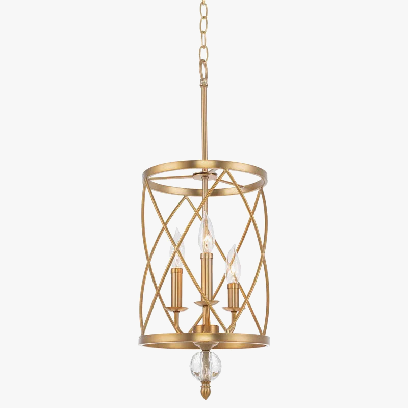 Three-Head Industrial Vintage Crystal Chandelier