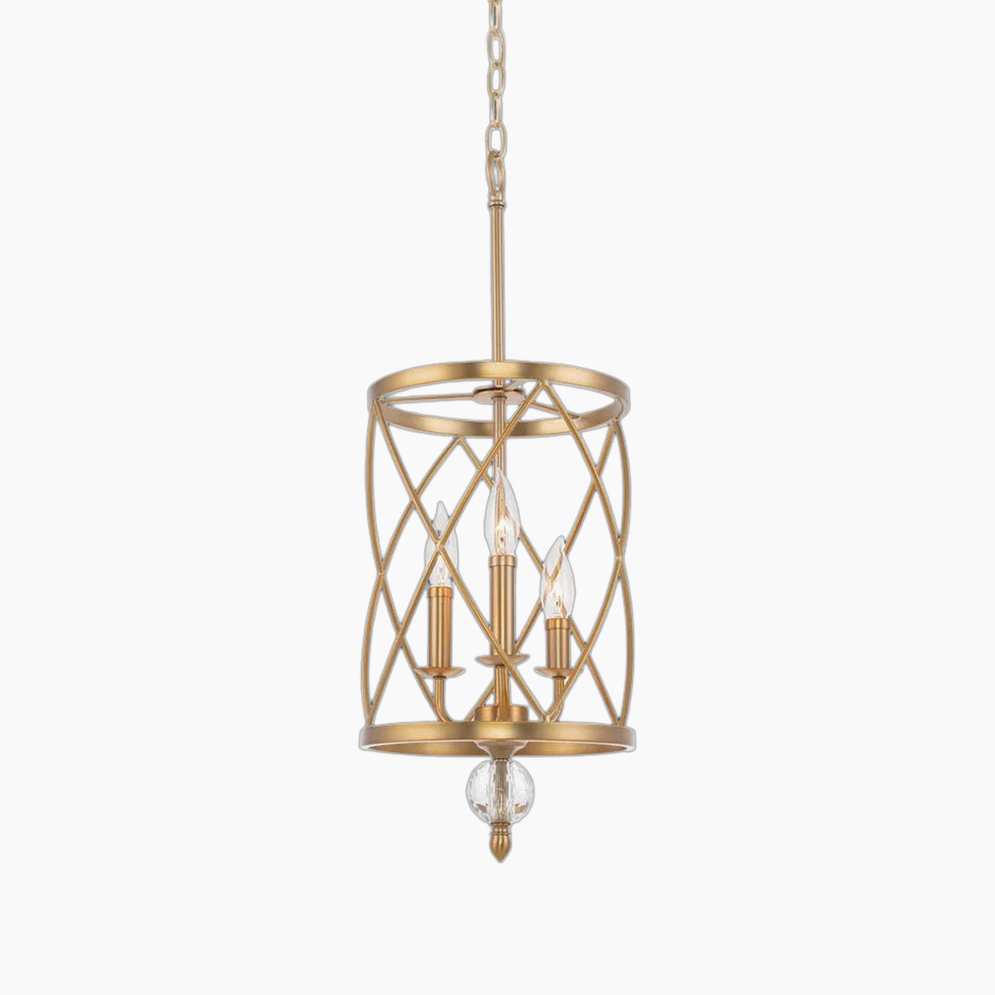 Three-Head Industrial Vintage Crystal Chandelier