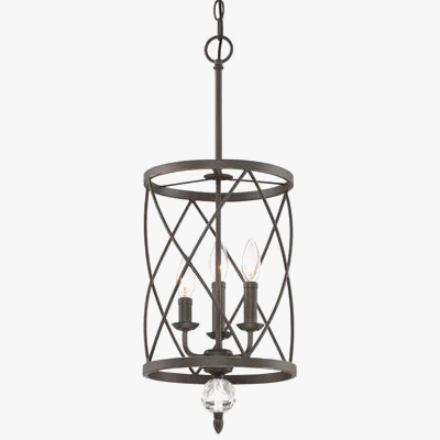 Three-Head Industrial Vintage Crystal Chandelier