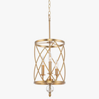 Retro Black Gold Crystal Triple Pendant Light