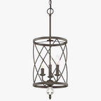Retro Black Gold Crystal Triple Pendant Light