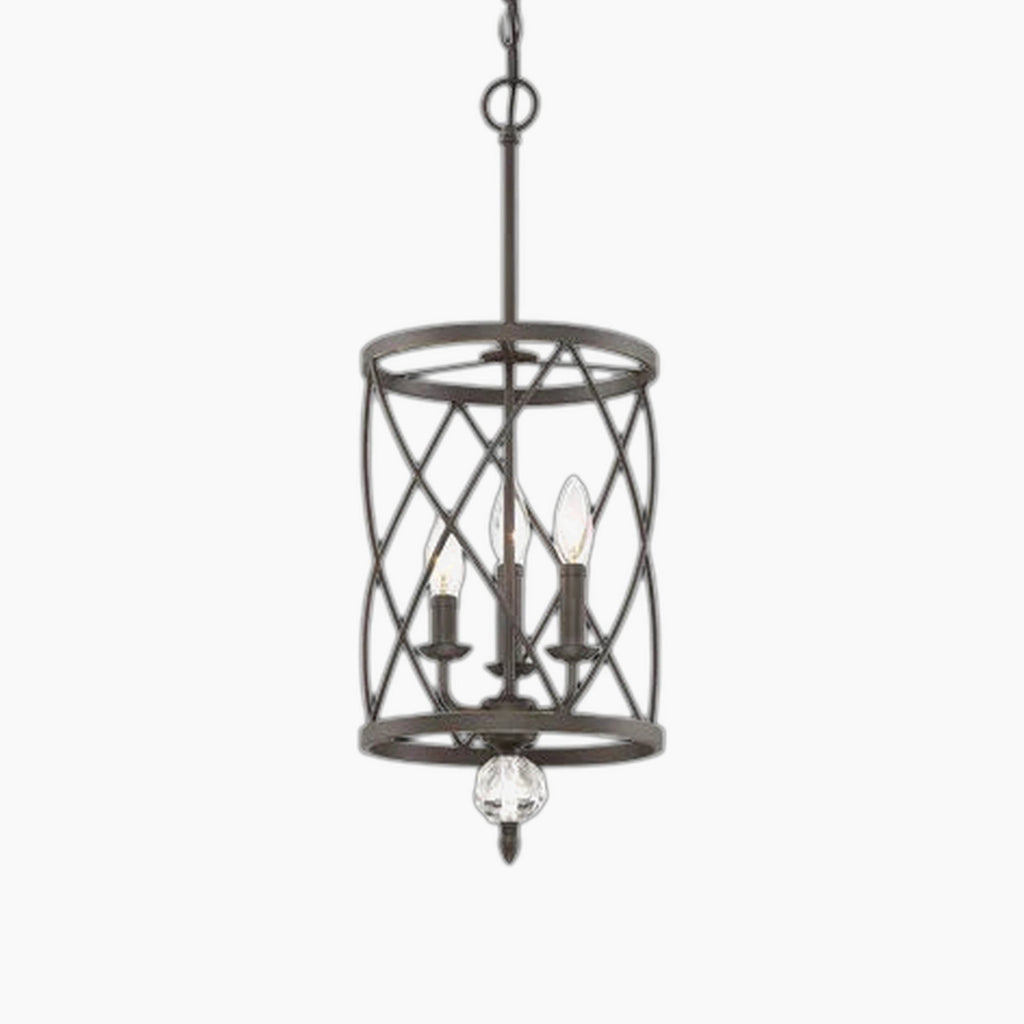 Retro Black Gold Crystal Triple Pendant Light