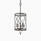 Retro Black Gold Crystal Triple Pendant Light