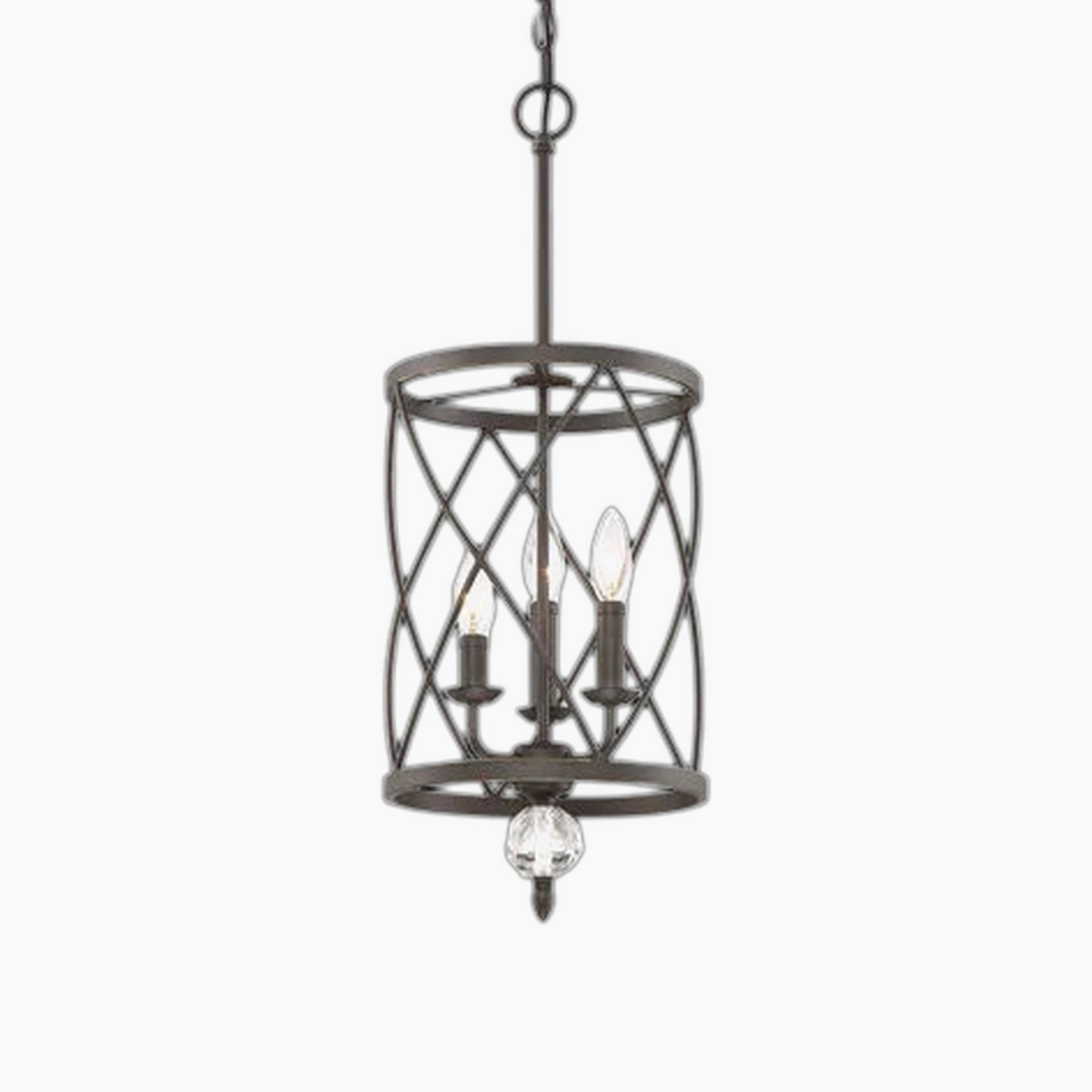 Retro Black Gold Crystal Triple Pendant Light