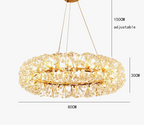 LED crystal dandelion-style chandelier with Art Deco design and adjustable wires, radiating elegant light.