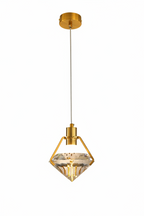 Maison Ornate Modern Hallway Chandelier with diamond clear glass, LED shapes, and gold fixture.