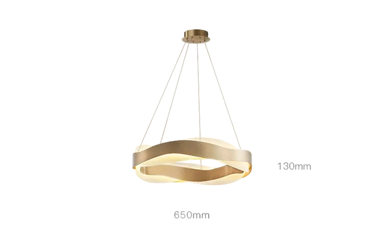 Maison Ornate Golden Crystal Chandelier with twisted gold LED rings and four suspension cables.