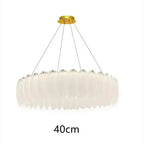 Maison Ornate Crystal Ball Chandelier with feather-shaped glass, round 40cm, gold mount, four-wire suspension.