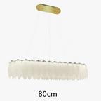 Ornate Crystal Ball Chandelier with feathers and glass details, 80 cm length, modern design.