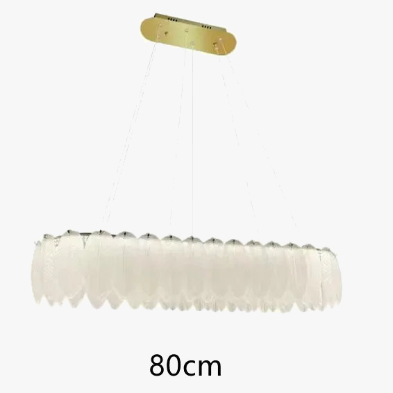 Ornate Crystal Ball Chandelier with feathers and glass details, 80 cm length, modern design.