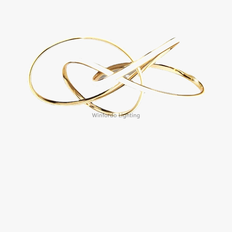 Maison Ornate Postmodern chandelier with intertwined gold loops and sleek LED design, elegantly contemporary.