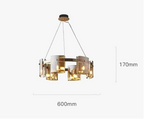 Maison Ornate Scandinavian Crystal Hallway Chandelier with glass, metal, LED lights; 600mm x 170mm; three-wire suspension.