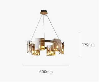 Maison Ornate Scandinavian Crystal Hallway Chandelier with glass, metal, LED lights; 600mm x 170mm; three-wire suspension.