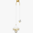 Maison Ornate minimalist chandelier with gold accents, crystal ring, globe bulb, and butterfly detail.