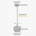Modern crystal chandelier with apple-shaped shade, E27 socket, and adjustable cord for stylish lighting.