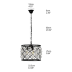 Empire Style LED chandelier with black metal drum, crystal accents, 33.5cm wide, elegant product shot.