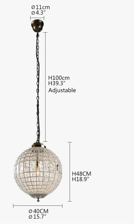 Grid-patterned crystal glass Empire chandelier with metal chain, adjustable length, and included ceiling mount. 40x48 cm.