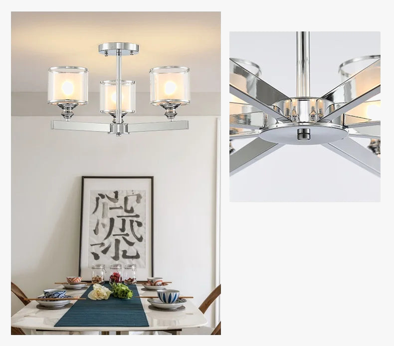 Maison Ornate Modern Glass Crystal Chandelier with elegant suspension, chrome and glass details shimmer.