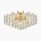 Ornate French chandelier with gold finish, multiple branches, and clear K9 crystals for elegance.