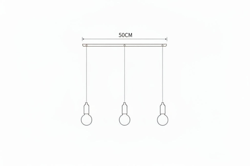 Maison Ornate Postmodern Crystal LED Glass Chandelier with three pendant bulbs on 50CM bar.