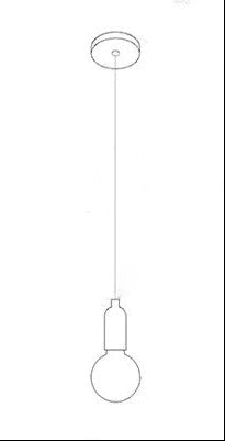 Minimalist line drawing of a Postmodern Crystal LED Glass Chandelier with round mount and straight cord.